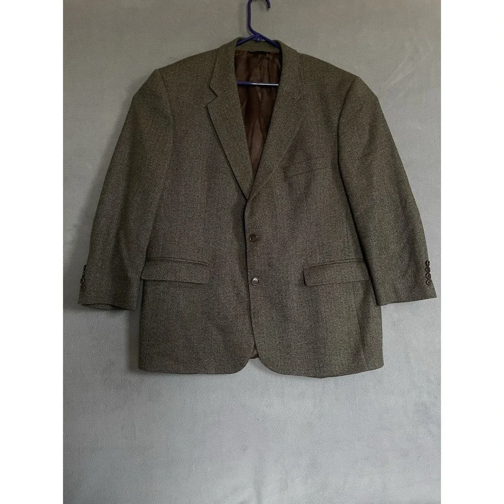 Brooks‎ Brothers 346 Men 46R Brown Herringbone Sport Blazer 100 Lambswool